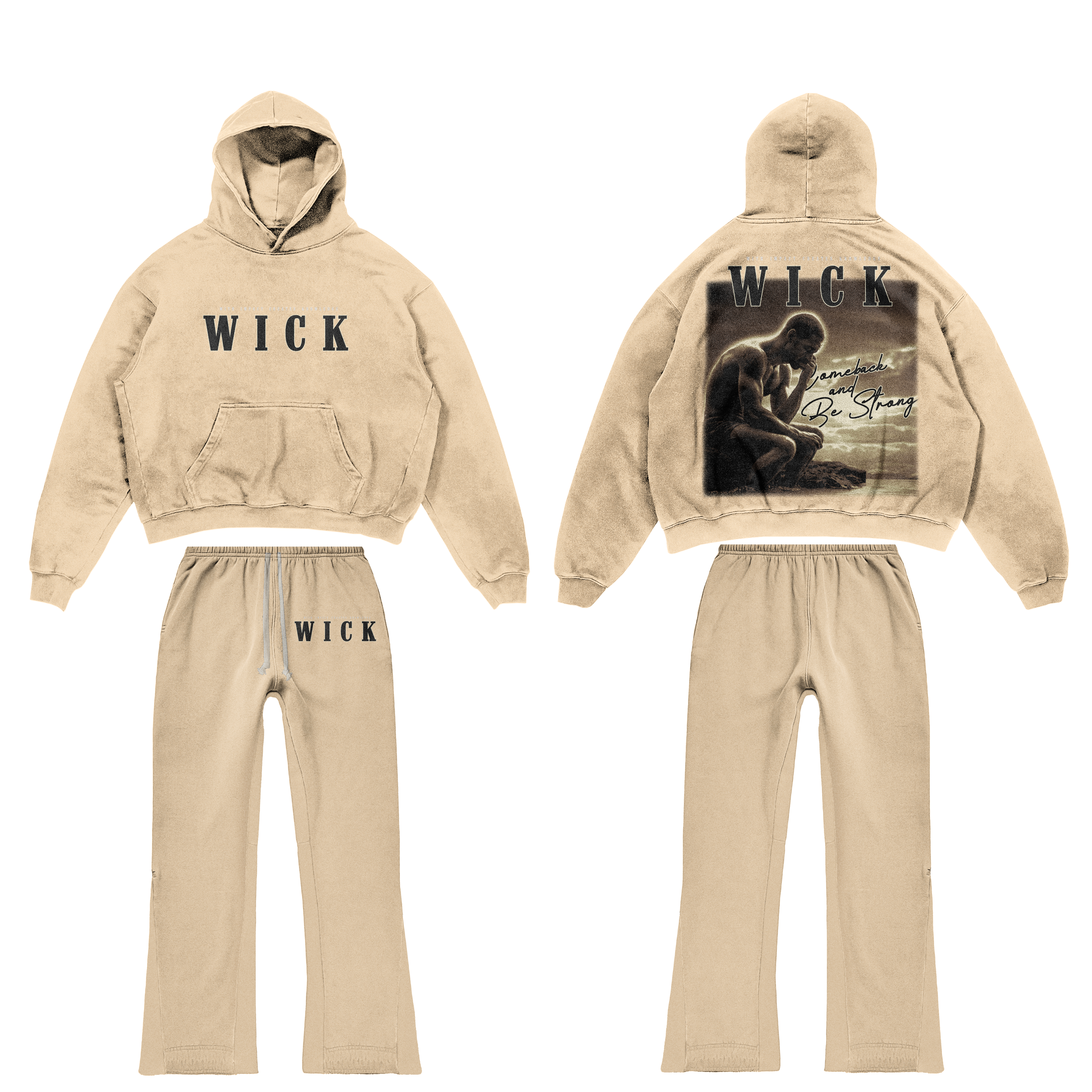 Créame satin hoodie / flared pants set