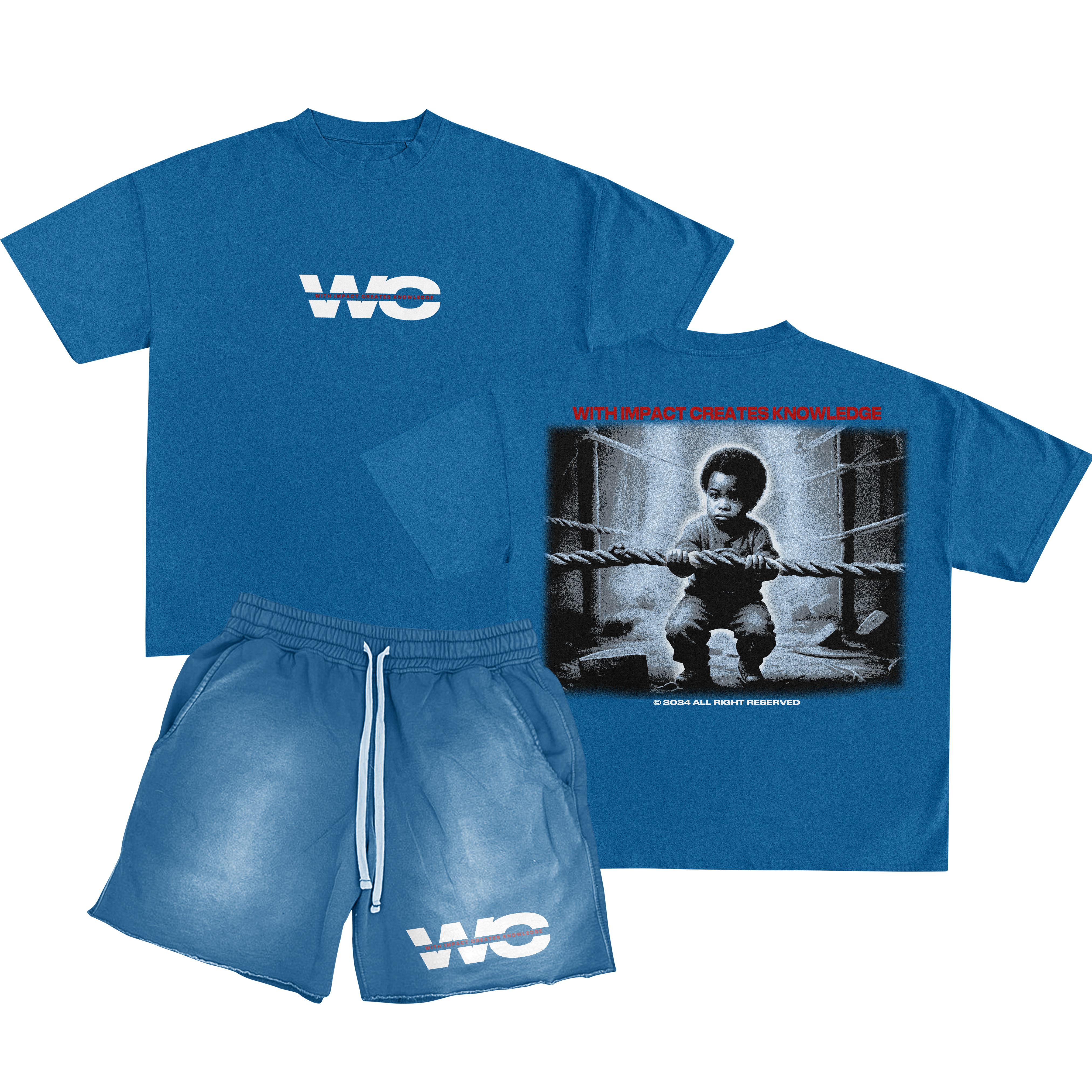Blue shirt/short set-zoom-1