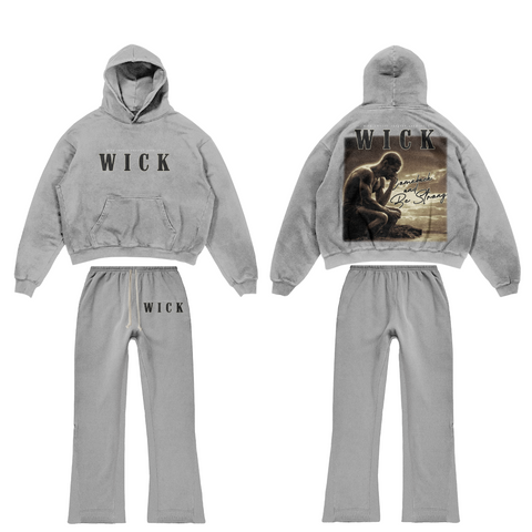 Grey satin hoodie / flared pants  set