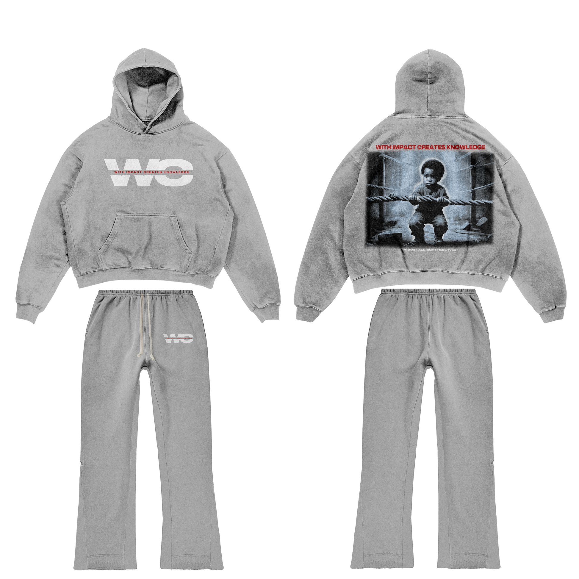 Grey Satin jogging flare set-1