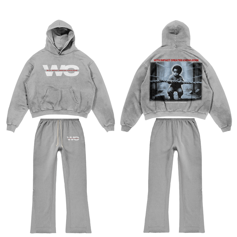 Grey Satin jogging flare set-zoom-