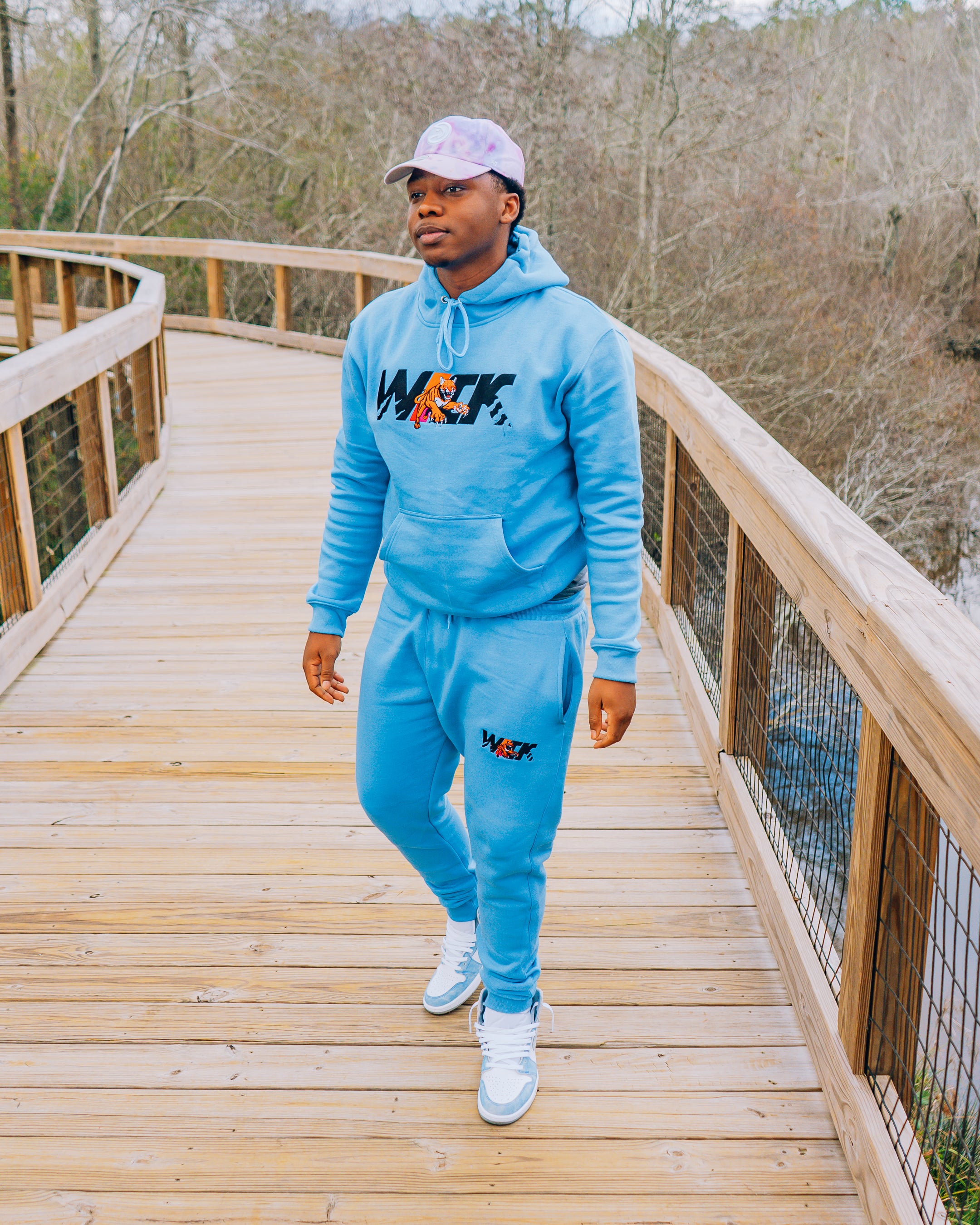 Blue hoodie and sweatpants hot sale