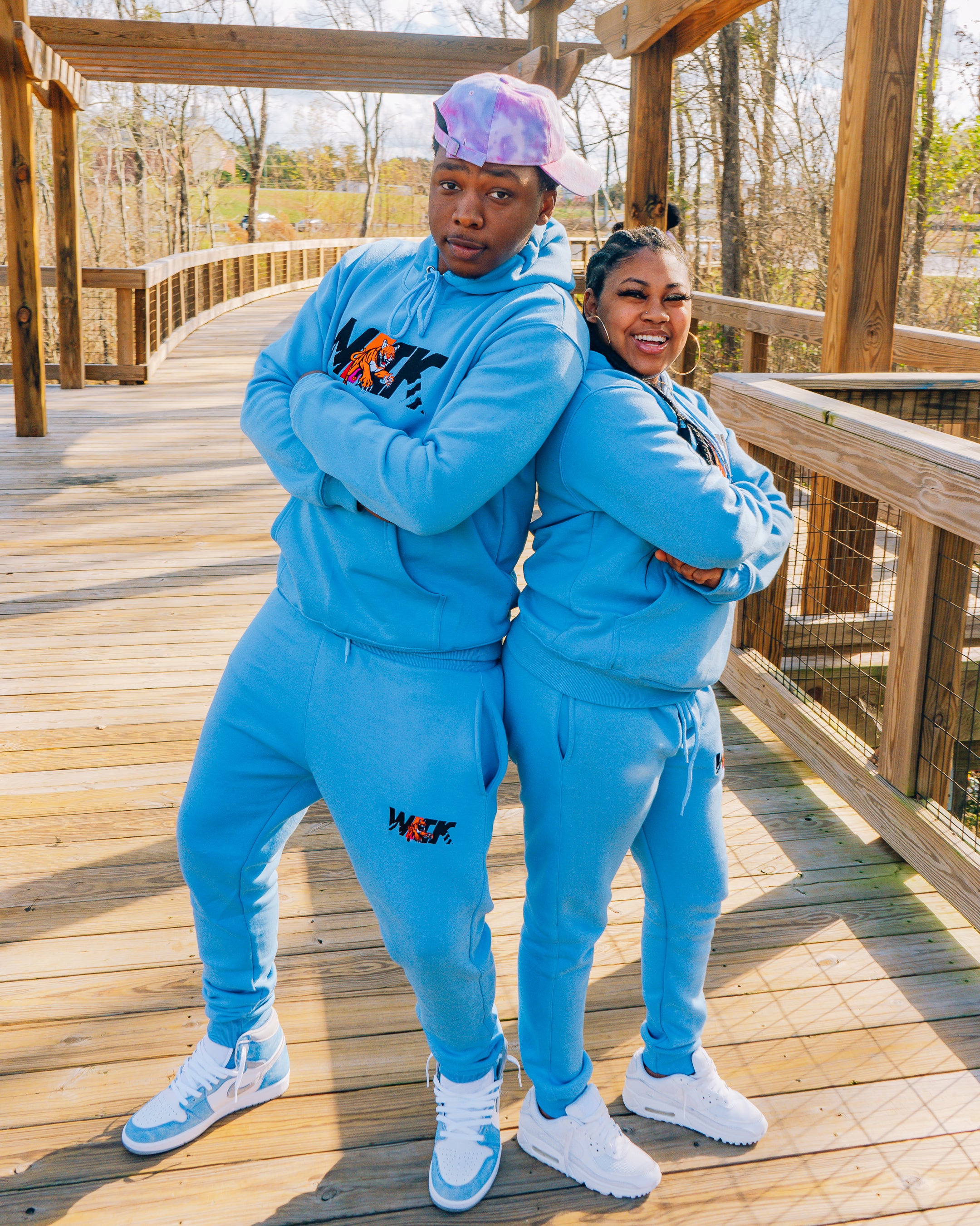 Sky Blue Hoodie SweatPants Set wick clothing